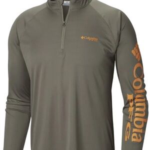 Columbia DARK GREEN and Orange PFG QUARTER ZIP